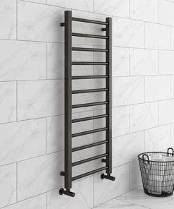Brooklyn Black Nickel 1200 x 500mm Straight Heated Towel Rail