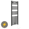 E-Diamond Electric Only Heated Towel Rail - W480mm x H1375mm - Matt Black - Straight -Cheap Bathroom Heating Store 380144 prod