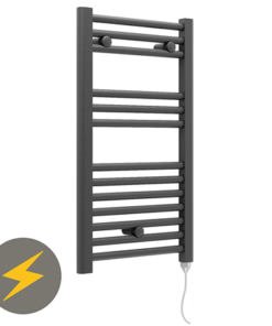 E-Diamond Electric Only Heated Towel Rail - W400mm x H720mm - Anthracite - Straight