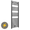 E-Diamond Electric Only Heated Towel Rail - W480mm x H1375mm - Anthracite - Straight
