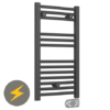 E-Diamond Electric Only Heated Towel Rail w. Digital Thermostat - W400mm x H720mm - Anthracite - Straight -Cheap Bathroom Heating Store 388525 p