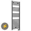 E-Diamond Electric Only Heated Towel Rail w. Digital Thermostat - W480mm x H1375mm - Anthracite - Straight