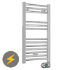 E-Diamond Electric Only Heated Towel Rail w. Digital Thermostat - W400mm x H720mm - Chrome - Straight -Cheap Bathroom Heating Store 388533 p