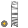 E-Diamond Electric Only Heated Towel Rail w. Digital Thermostat - W480mm x H1375mm - Chrome - Straight -Cheap Bathroom Heating Store 388535 p