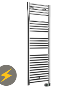 E-Diamond Electric Only Heated Towel Rail w. Digital Thermostat - W480mm x H1375mm - Chrome - Straight