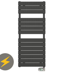 E-Milan Electric Only Heated Towel Rail w. Digital Thermostat - W500mm x H1213mm - Anthracite