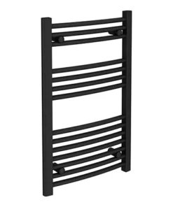 Toreno Black Curved W500 x H800mm Heated Towel Rail