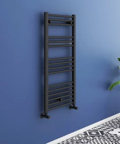 Toreno Black W500 x H1000mm Heated Towel Rail