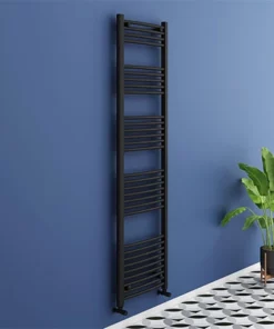 Toreno Black Curved W500 x H1800mm Heated Towel Rail