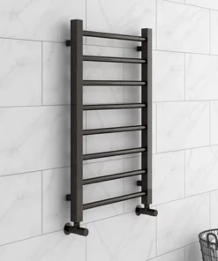 Brooklyn Black Nickel 800 x 500mm Straight Heated Towel Rail