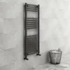 Diamond Curved Heated Towel Rail - W500 x H1200mm - Anthracite
