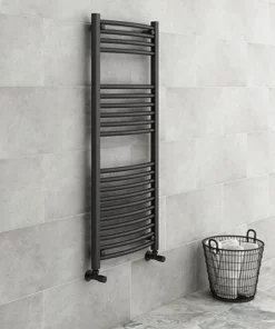Diamond Curved Heated Towel Rail - W500 x H1200mm - Anthracite