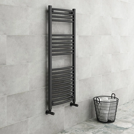 Diamond Curved Heated Towel Rail - W500 x H1200mm - Anthracite 3 Diamond Curved Heated Towel Rail - W500 x H1200mm - Anthracite