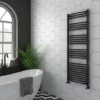 Diamond Curved Heated Towel Rail - W600 x H1600mm - Anthracite