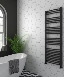 Diamond Curved Heated Towel Rail - W600 x H1600mm - Anthracite