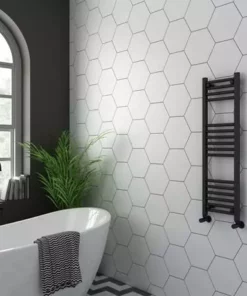 Diamond Heated Towel Rail - W300 x H1000mm - Anthracite -Cheap Bathroom Heating Store AFT3X1000 d3 460