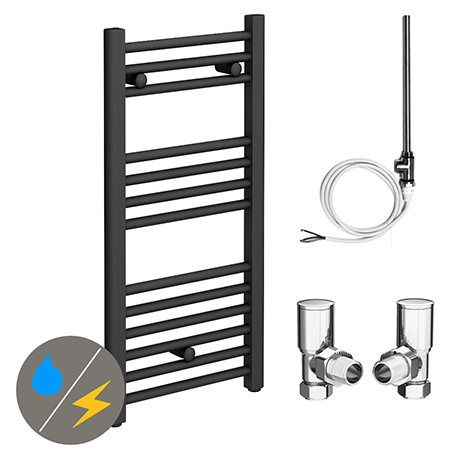 Diamond Anthracite 400 x 800mm Straight Heated Towel Rail (incl. Valves + Electric Heating Kit) 3 Diamond Anthracite 400 x 800mm Straight Heated Towel Rail (incl. Valves + Electric Heating Kit)