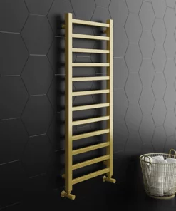 Arezzo Cube Brushed Brass 1200 x 500 Heated Towel Rail