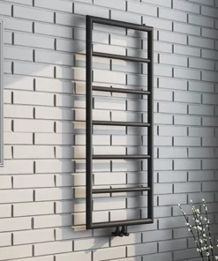 Arezzo Matt Black 1200 x 500 Ladder Heated Towel Rail