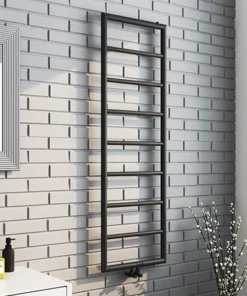 Arezzo Matt Black 1500 x 500 Ladder Heated Towel Rail