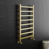 Arezzo Cube Brushed Brass 800 x 500 Heated Towel Rail -Cheap Bathroom Heating Store AZ85BBSQ n p
