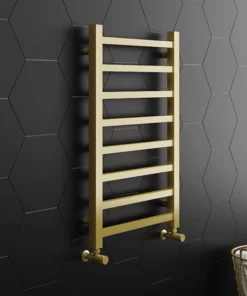 Arezzo Cube Brushed Brass 800 x 500 Heated Towel Rail