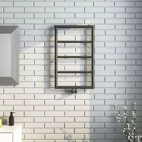 Arezzo Matt Black 800 x 500 Ladder Heated Towel Rail 4 Arezzo Matt Black 800 x 500 Ladder Heated Towel Rail - Image 2