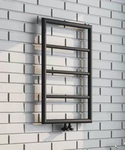 Arezzo Matt Black 800 x 500 Ladder Heated Towel Rail