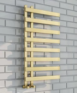 Arezzo Brushed Brass 800 x 500mm 8 Bars Designer Heated Towel Rail