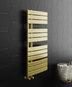 Arezzo Brushed Brass Designer Heated Towel Rail 1080 x 550mm