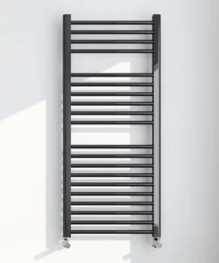 Brooklyn 1200 x 500mm Black Nickel Straight Heated Towel Rail