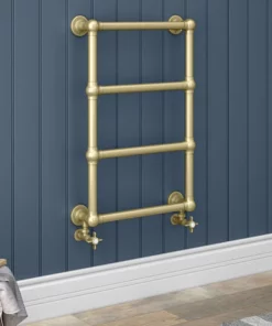 Chatsworth Traditional 498 x 748 Brushed Brass Wall Mounted Heated Towel Rail