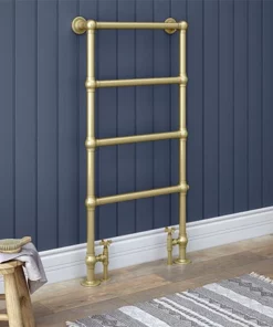 Chatsworth Traditional 598 x 1194 Brushed Brass Floor Mounted Heated Towel Rail