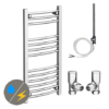 Diamond 400 x 800mm Curved Heated Towel Rail (incl. Valves + Electric Heating Kit) -Cheap Bathroom Heating Store COL001 EHK n p