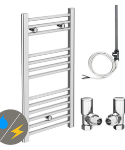 Diamond 400 x 800mm Straight Heated Towel Rail (incl. Valves + Electric Heating Kit)