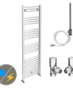 Diamond 500 x 1600mm Straight Heated Towel Rail (incl. Valves + Electric Heating Kit)