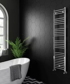 Diamond Heated Towel Rail - 400mm x 1600mm - Chrome - Straight