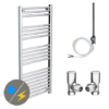 Diamond 500 x 1200mm Straight Heated Towel Rail (incl. Valves + Electric Heating Kit) -Cheap Bathroom Heating Store COL009 EHK prod1