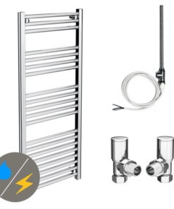 Diamond 500 x 1200mm Straight Heated Towel Rail (incl. Valves + Electric Heating Kit)