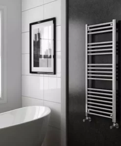 Diamond 500 x 1200mm Straight Heated Towel Rail (incl. Valves + Electric Heating Kit) -Cheap Bathroom Heating Store COL009 EHK d6 460