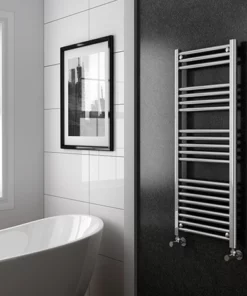 Diamond Heated Towel Rail - W500 x H1200mm - Chrome - Straight