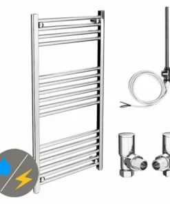 Diamond 500 x 1000mm Straight Heated Towel Rail (incl. Valves + Electric Heating Kit)