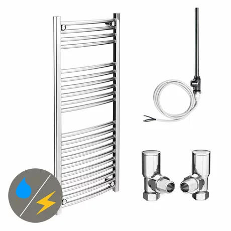 Diamond 500 x 1200mm Curved Heated Towel Rail (incl. Valves + Electric Heating Kit) 3 Diamond 500 x 1200mm Curved Heated Towel Rail (incl. Valves + Electric Heating Kit)