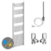 Diamond 500 x 1600mm Curved Heated Towel Rail (incl. Valves + Electric Heating Kit)