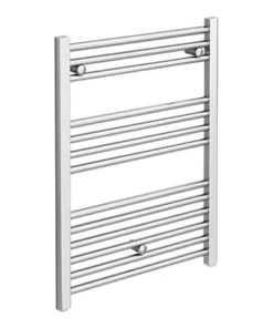 Diamond Heated Towel Rail - W600 x H800mm - Chrome - Straight