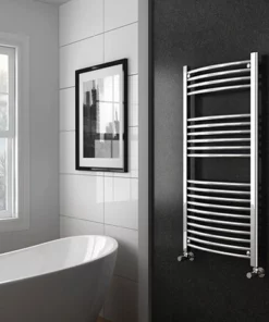 Diamond Curved Heated Towel Rail - 600mm x 1200mm - Chrome