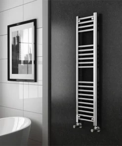 Diamond Heated Towel Rail - W300 x H1200mm - Chrome - Straight