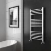 Diamond Curved Heated Towel Rail - W600 x H1000mm - Chrome