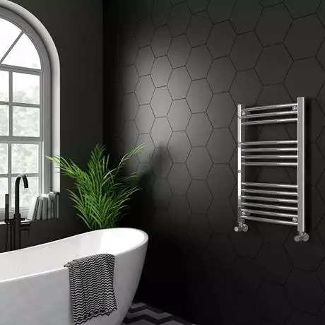 Diamond Curved Heated Towel Rail - W500 x H800mm - Chrome 4 Diamond Curved Heated Towel Rail - W500 x H800mm - Chrome - Image 2