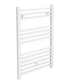 Diamond Heated Towel Rail - W500 x H800mm - White - Straight